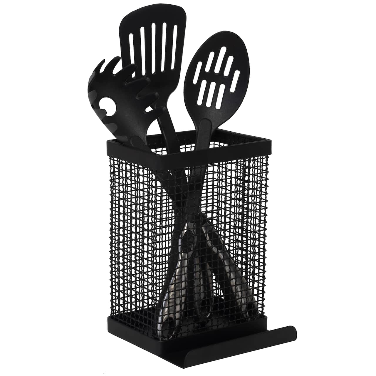 Kitchen Details Industrial Collection Matte Black Tablet and Utensil Holder